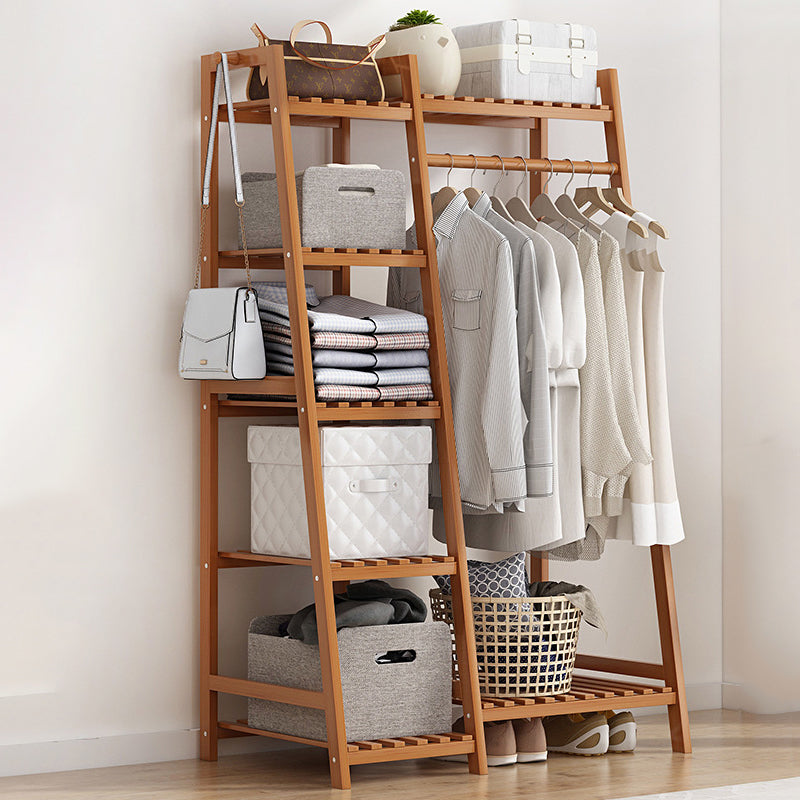 Modern Minimalist Nan Bamboo Rectangular Hall Tree 5-Tier Multi-Function Rack For Bedroom