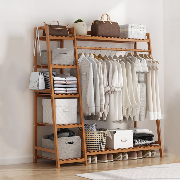 Modern Minimalist Nan Bamboo Rectangular Hall Tree 5-Tier Multi-Function Rack For Bedroom