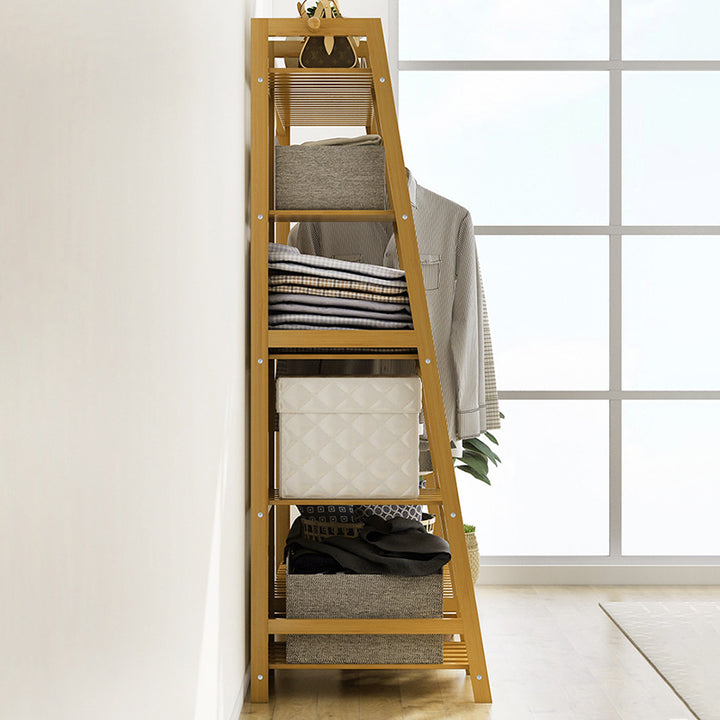 Modern Minimalist Nan Bamboo Rectangular Hall Tree 5-Tier Multi-Function Rack For Bedroom