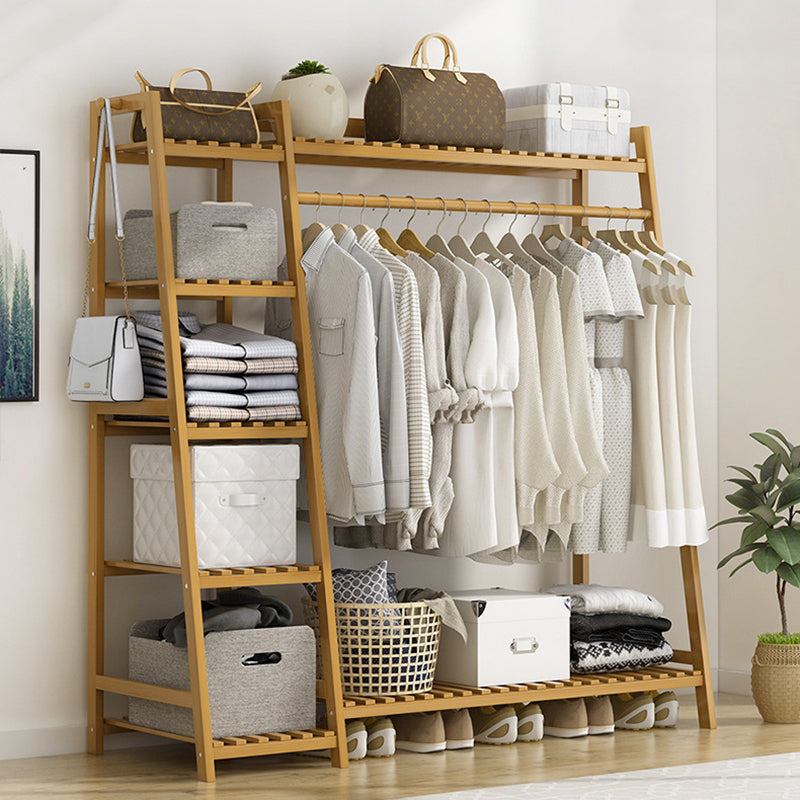 Modern Minimalist Nan Bamboo Rectangular Hall Tree 5-Tier Multi-Function Rack For Bedroom