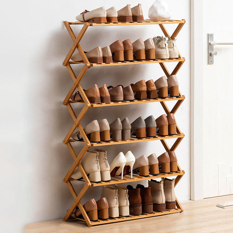 Moderner minimalistischer Nan Bambus rechteckiger Schuhschrank 6-stufig faltbar für den Eingangsbereich 