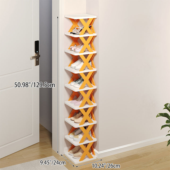 Moderner minimalistischer PP-Rechteck-Schuhspeicher 8-stufiges platzsparendes Design für den Eingangsbereich 
