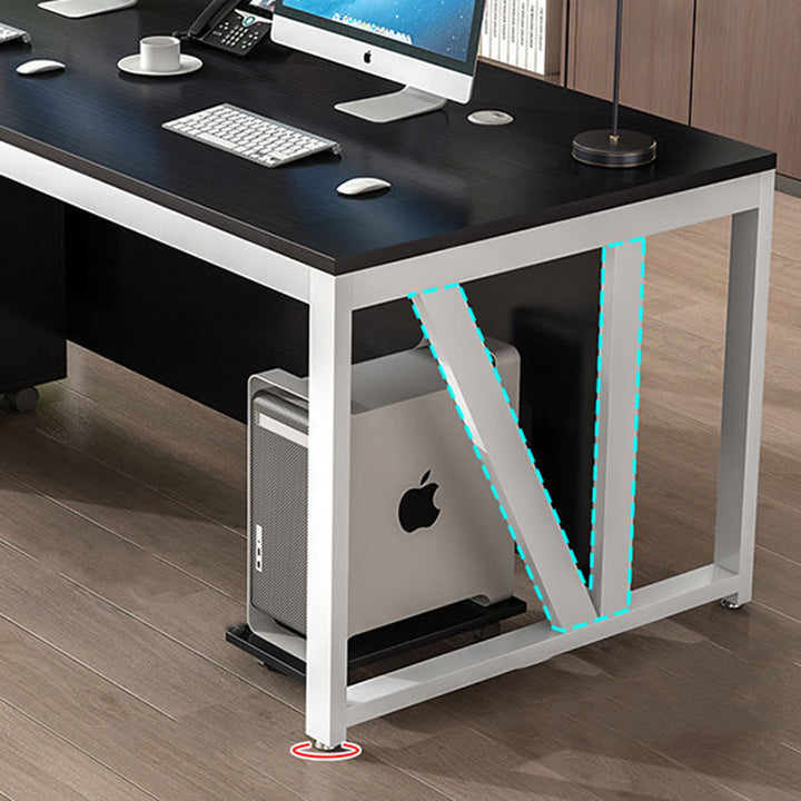 Moderner minimalistischer rechteckiger Schreibtisch aus Spanplatte und Eisen mit beweglichem 3-Schubladen-Stauraum für Homeoffice 