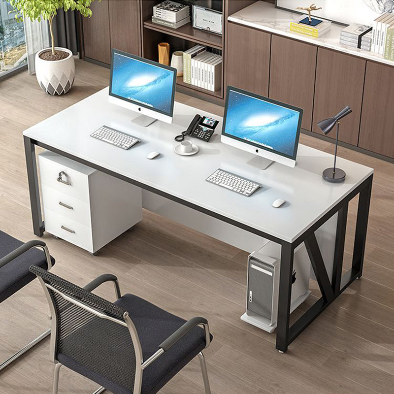 Moderner minimalistischer rechteckiger Schreibtisch aus Spanplatte und Eisen mit beweglichem 3-Schubladen-Stauraum für Homeoffice 