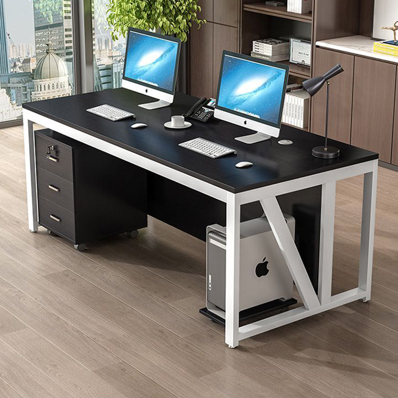 Moderner minimalistischer rechteckiger Schreibtisch aus Spanplatte und Eisen mit beweglichem 3-Schubladen-Stauraum für Homeoffice 