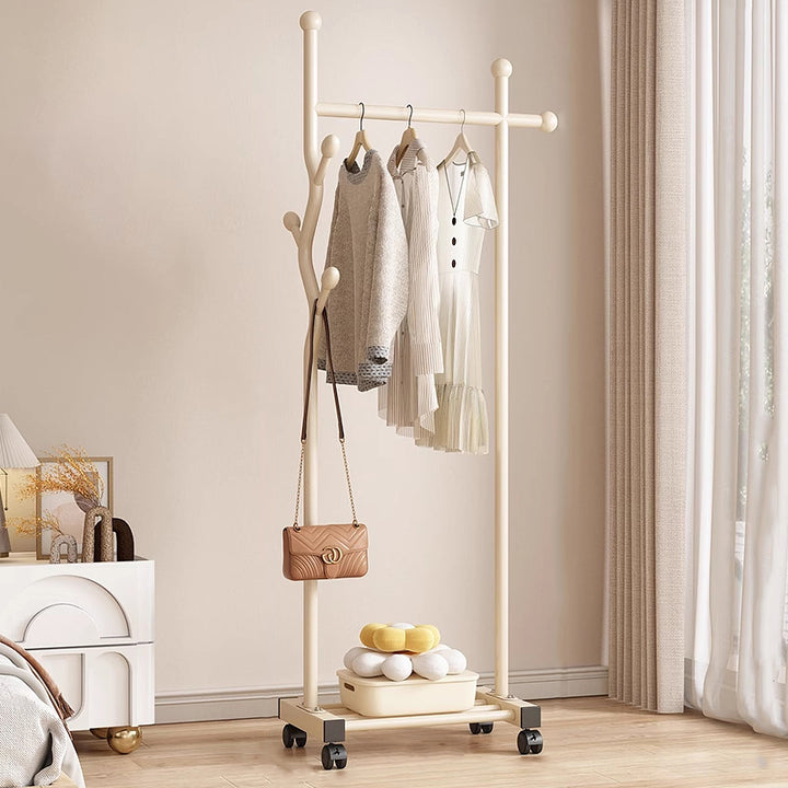 Modern Minimalist Iron Square Rectangular Movable Hall Tree 1-Drawer For Bedroom &amp; Entryway