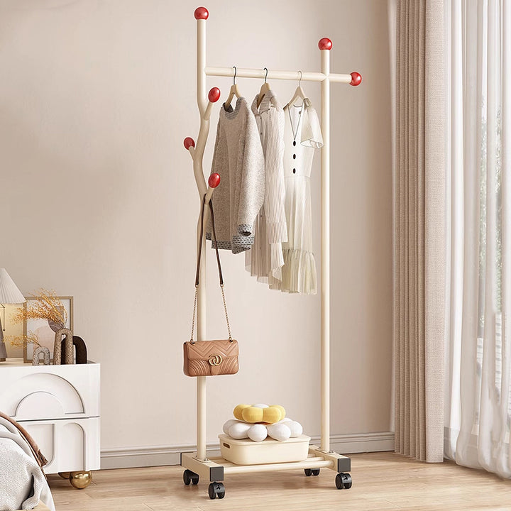 Modern Minimalist Iron Square Rectangular Movable Hall Tree 1-Drawer For Bedroom &amp; Entryway