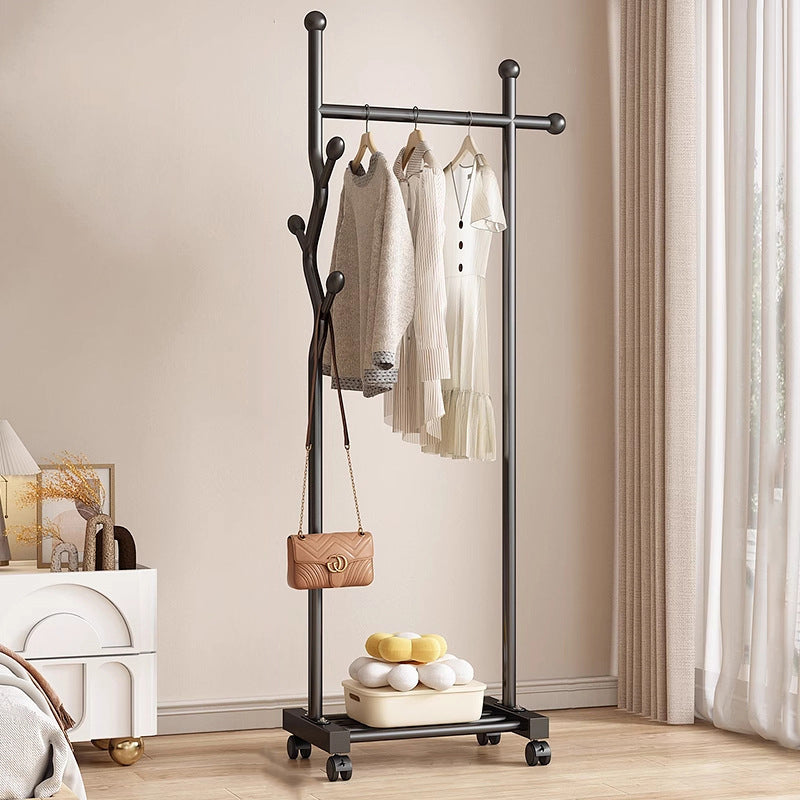 Modern Minimalist Iron Square Rectangular Movable Hall Tree 1-Drawer For Bedroom &amp; Entryway