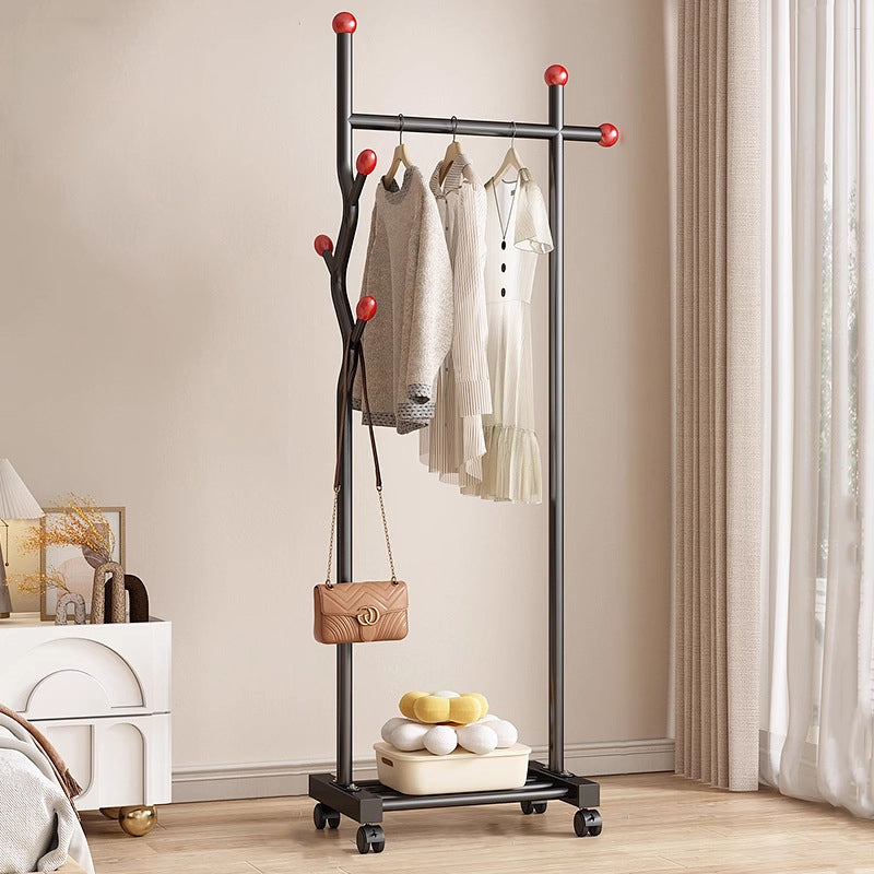 Modern Minimalist Iron Square Rectangular Movable Hall Tree 1-Drawer For Bedroom &amp; Entryway