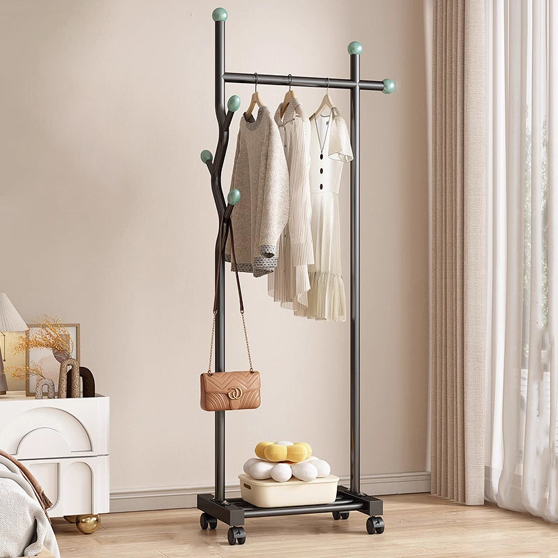 Modern Minimalist Iron Square Rectangular Movable Hall Tree 1-Drawer For Bedroom &amp; Entryway