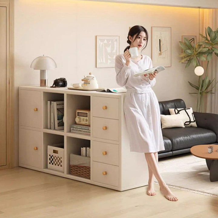 Modern Minimalist Solid Wood Eco Board Pine Wood Three-ply Plywood Rectangular Storage Cabinet 6-Cabinet For Living Room
