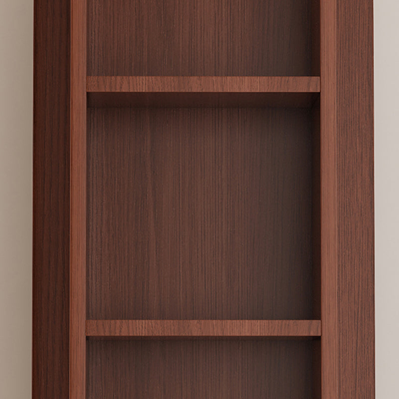 رف كتب مقوس من MDF وزجاج بتصميم عصري بسيط، 5 طبقات، مرآة كاملة الطول، تخزين دوّار لغرفة النوم وغرفة المعيشة 