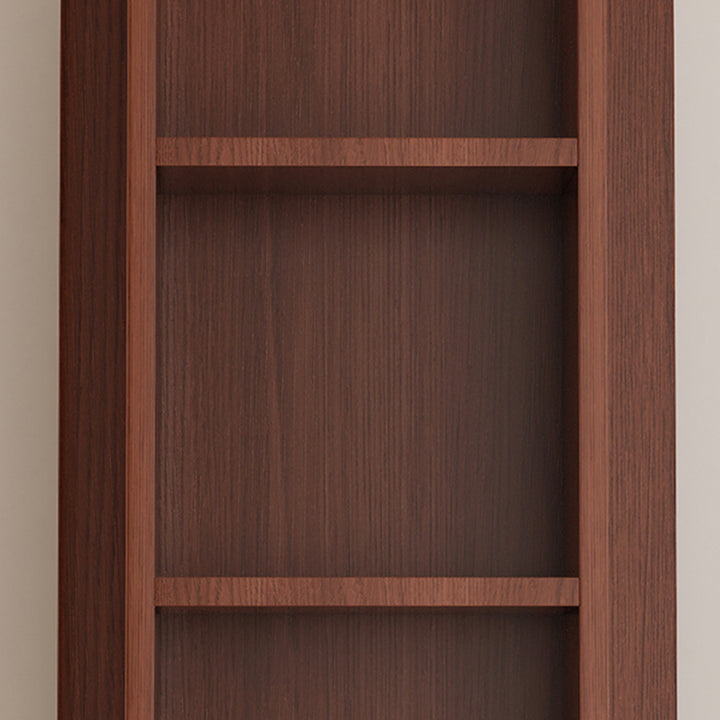 رف كتب مقوس من MDF وزجاج بتصميم عصري بسيط، 5 طبقات، مرآة كاملة الطول، تخزين دوّار لغرفة النوم وغرفة المعيشة 