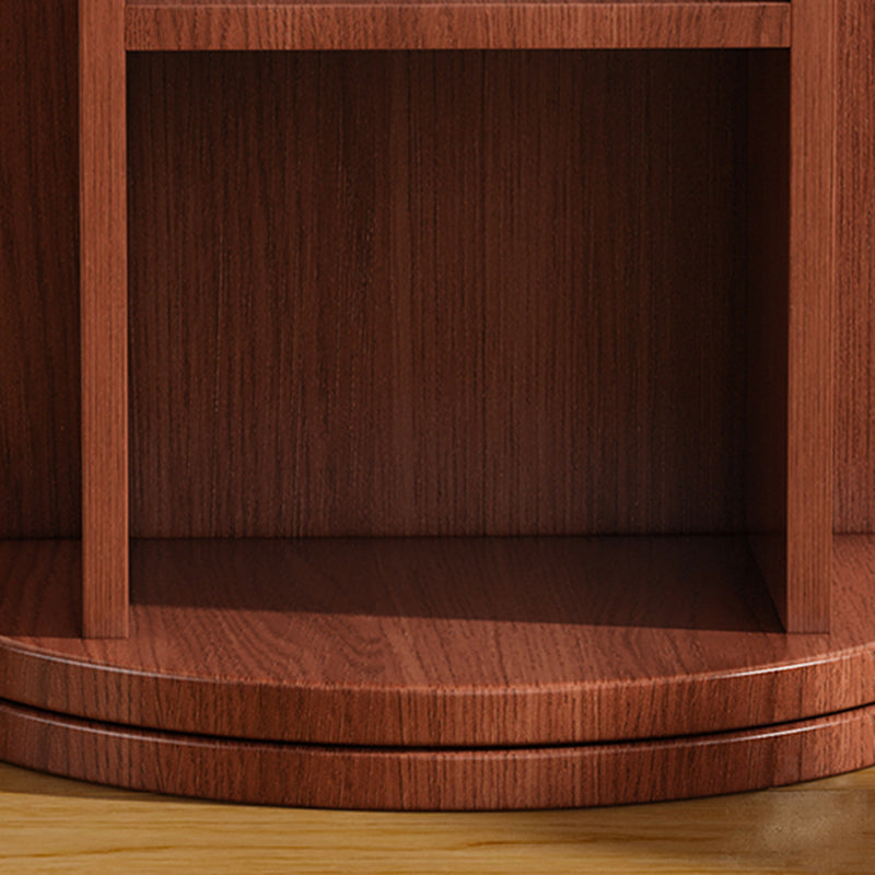 رف كتب مقوس من MDF وزجاج بتصميم عصري بسيط، 5 طبقات، مرآة كاملة الطول، تخزين دوّار لغرفة النوم وغرفة المعيشة 