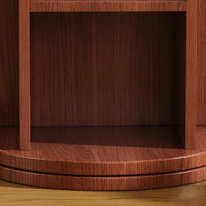 رف كتب مقوس من MDF وزجاج بتصميم عصري بسيط، 5 طبقات، مرآة كاملة الطول، تخزين دوّار لغرفة النوم وغرفة المعيشة 