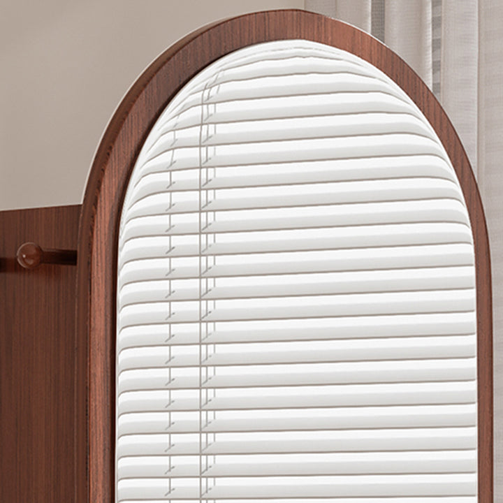 رف كتب مقوس من MDF وزجاج بتصميم عصري بسيط، 5 طبقات، مرآة كاملة الطول، تخزين دوّار لغرفة النوم وغرفة المعيشة 