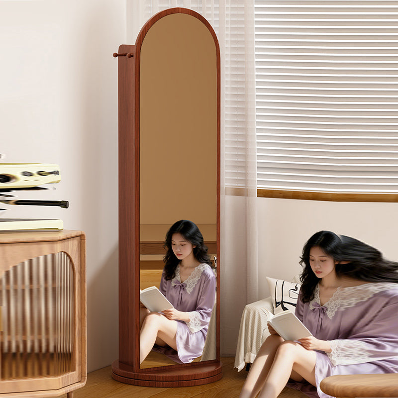 رف كتب مقوس من MDF وزجاج بتصميم عصري بسيط، 5 طبقات، مرآة كاملة الطول، تخزين دوّار لغرفة النوم وغرفة المعيشة 