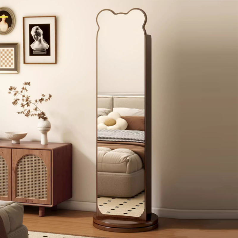 Zeitgenössisches kreatives Spanplatten-Glas Bärenförmiges rechteckiges drehbares Bücherregal 5-stufiger Ganzkörperspiegel Drehbare Aufbewahrung für Schlafzimmer &amp; Wohnzimmer 