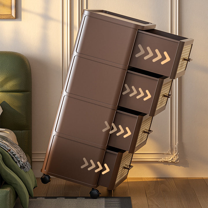 Zeitgenössischer Retro PP Metall Quadrat Aufbewahrungsschrank 2/3/4/5-Schubladen Beweglicher Mehrschicht-Organizer für Wohnzimmer 
