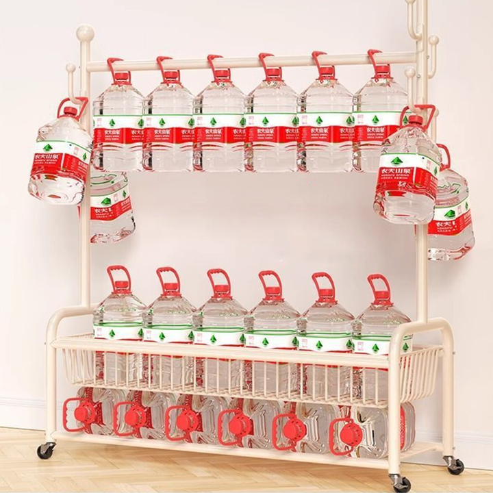 Modern Minimalist Iron Rectangular Hall Tree 2-Tier Movable Shoe Storage Rack For Bedroom &amp; Living Room