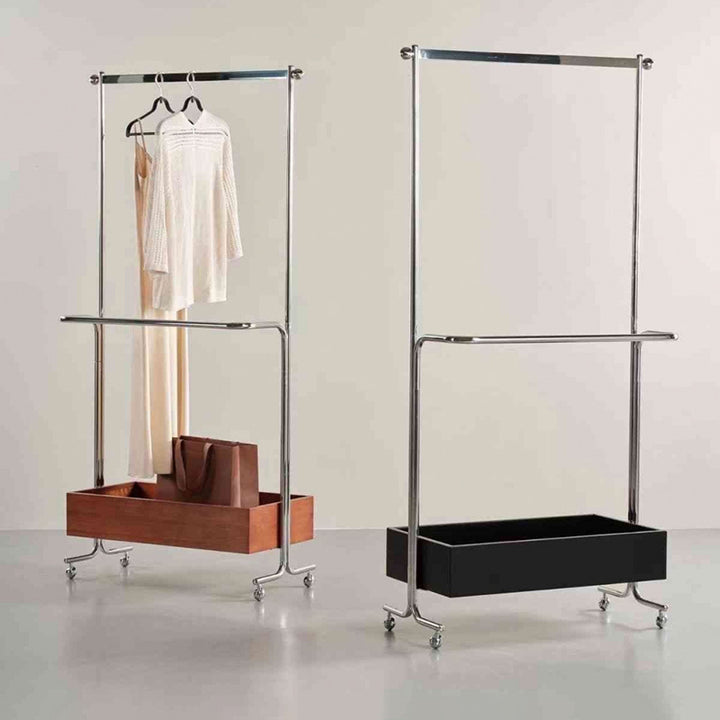 Arbre de hall rectangulaire moderne milieu de siècle en MDF et acier inoxydable, 1 armoire, mobile, pour chambre et salon 