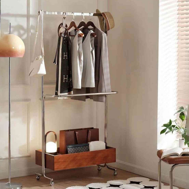 Arbre de hall rectangulaire moderne milieu de siècle en MDF et acier inoxydable, 1 armoire, mobile, pour chambre et salon 
