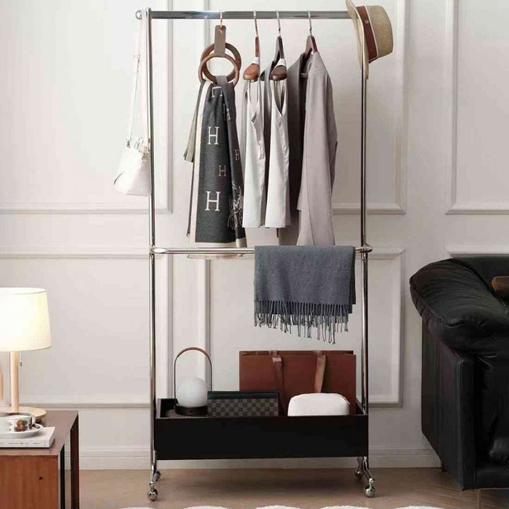 Arbre de hall rectangulaire moderne milieu de siècle en MDF et acier inoxydable, 1 armoire, mobile, pour chambre et salon 