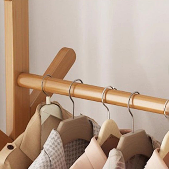 Modern Minimalist Nan Bamboo Rectangular Hall Tree 2-Cabinet Storage Rack For Bedroom &amp; Living Room