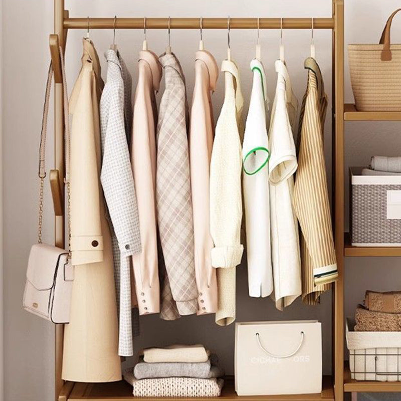 Modern Minimalist Nan Bamboo Rectangular Hall Tree 2-Cabinet Storage Rack For Bedroom &amp; Living Room