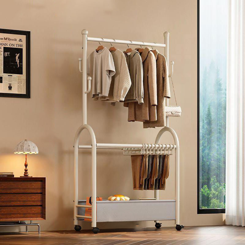 Modern Minimalist Carbon Steel Faux Leather Rectangular Hall Tree Movable Versatile Storage For Living Room &amp; Bedroom