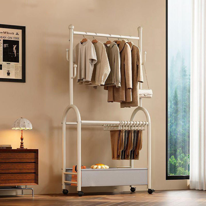 Modern Minimalist Carbon Steel Faux Leather Rectangular Hall Tree Movable Versatile Storage For Living Room &amp; Bedroom