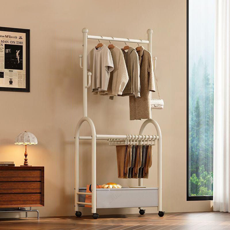 Modern Minimalist Carbon Steel Faux Leather Rectangular Hall Tree Movable Versatile Storage For Living Room &amp; Bedroom
