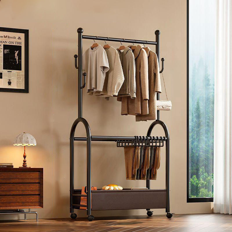 Modern Minimalist Carbon Steel Faux Leather Rectangular Hall Tree Movable Versatile Storage For Living Room &amp; Bedroom