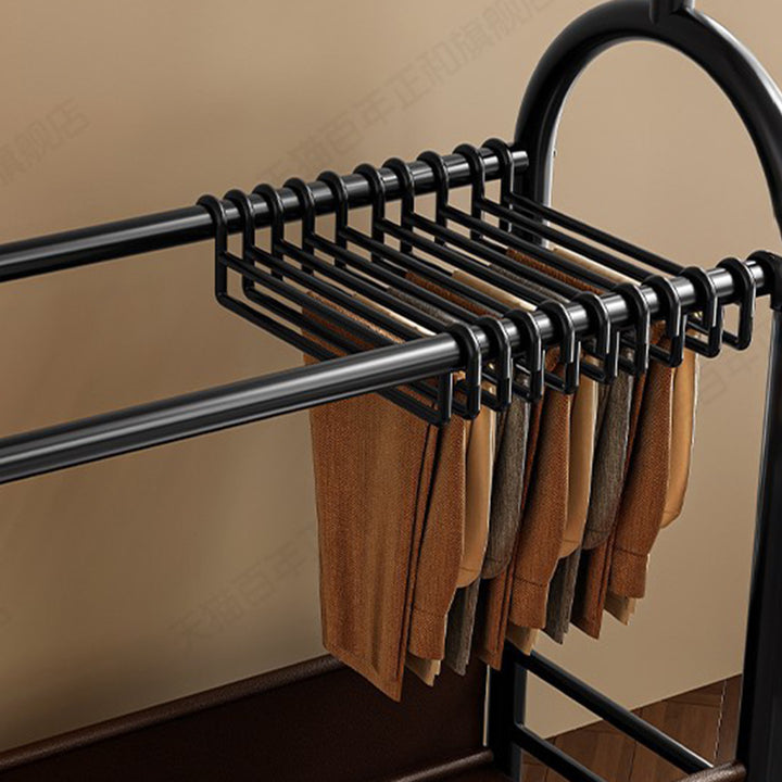 Modern Minimalist Carbon Steel Faux Leather Rectangular Hall Tree Movable Versatile Storage For Living Room &amp; Bedroom