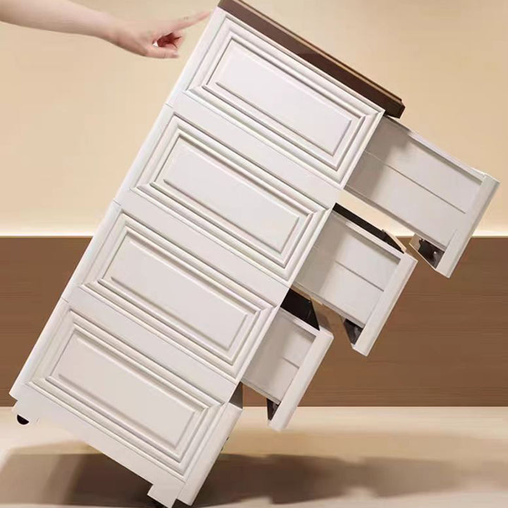 Modern Minimalist PP Rectangular Storage Cabinet 3/4/5/6-Drawer Movable Versatile Organizer For Living Room &amp; Bedroom