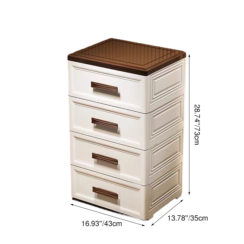 Modern Minimalist PP Rectangular Storage Cabinet 3/4/5/6-Drawer Movable Versatile Organizer For Living Room &amp; Bedroom