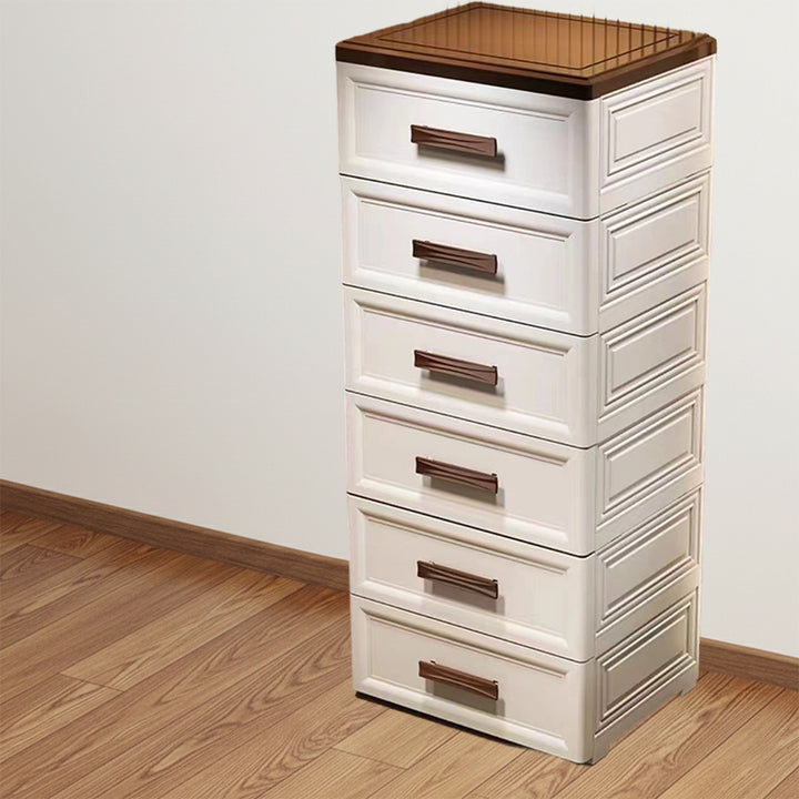 Modern Minimalist PP Rectangular Storage Cabinet 3/4/5/6-Drawer Movable Versatile Organizer For Living Room &amp; Bedroom