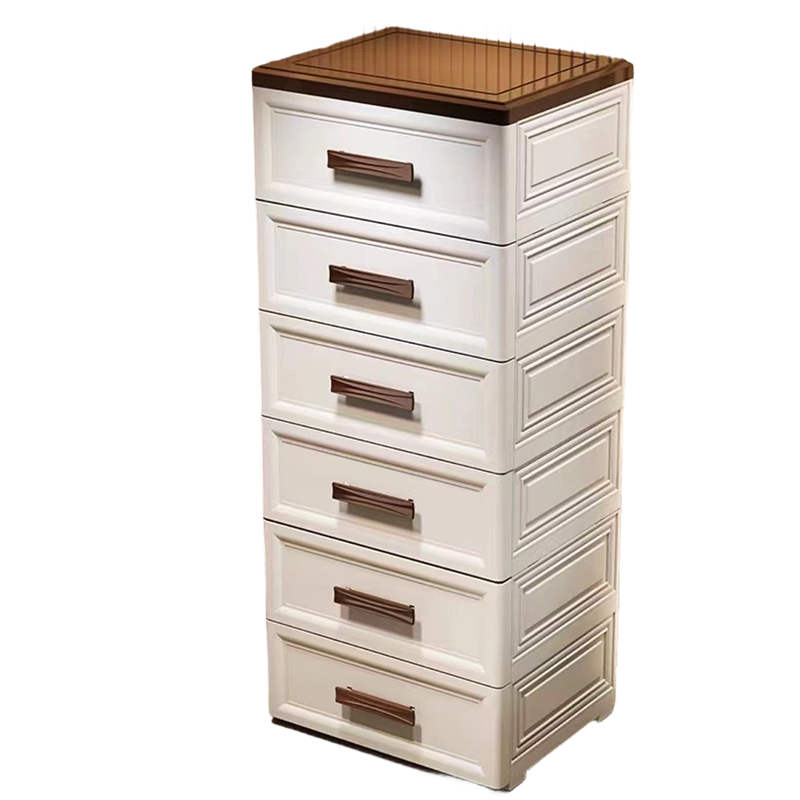 Modern Minimalist PP Rectangular Storage Cabinet 3/4/5/6-Drawer Movable Versatile Organizer For Living Room &amp; Bedroom