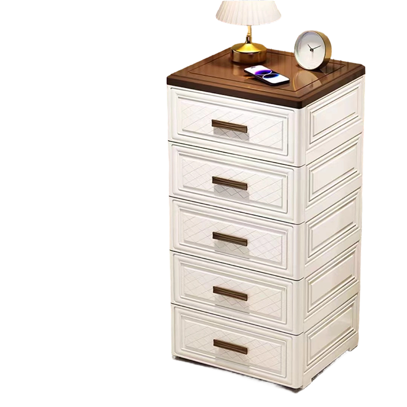 Modern Minimalist PP Rectangular Storage Cabinet 3/4/5/6-Drawer Movable Versatile Organizer For Living Room &amp; Bedroom