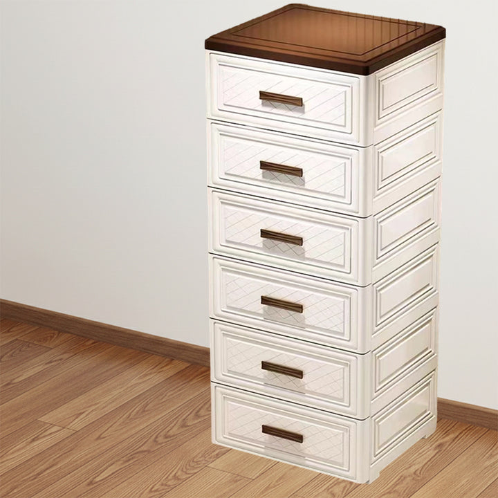 Modern Minimalist PP Rectangular Storage Cabinet 3/4/5/6-Drawer Movable Versatile Organizer For Living Room &amp; Bedroom