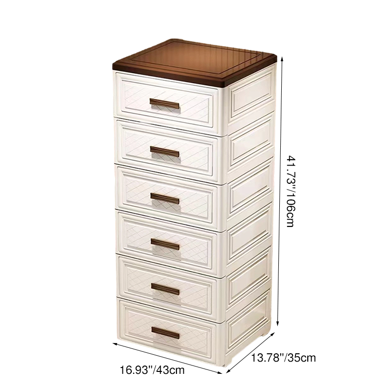 Modern Minimalist PP Rectangular Storage Cabinet 3/4/5/6-Drawer Movable Versatile Organizer For Living Room &amp; Bedroom