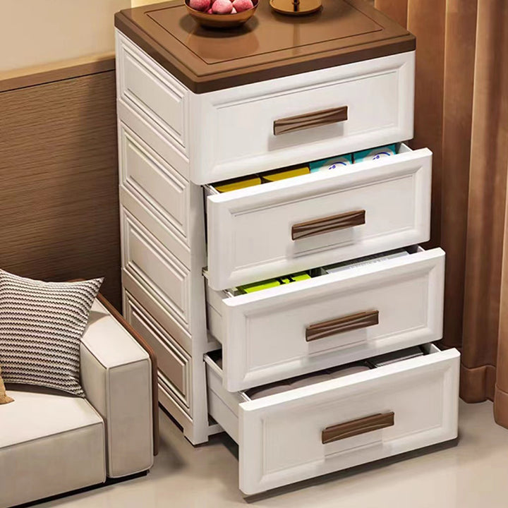 Modern Minimalist PP Rectangular Storage Cabinet 3/4/5/6-Drawer Movable Versatile Organizer For Living Room &amp; Bedroom