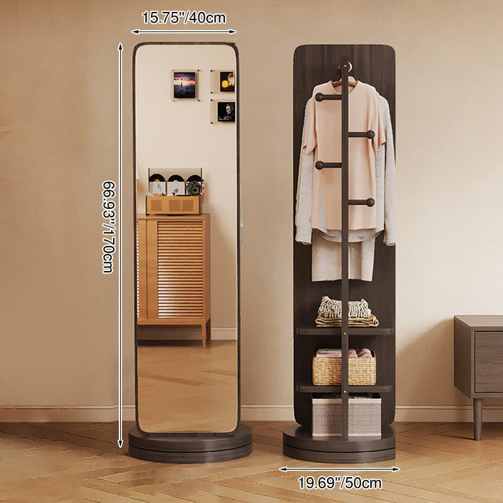 Armoire d’entrée rectangulaire en MDF et verre au style minimaliste moderne, en forme d’ours, avec 3 niveaux de rangement et miroir en pied pour chambre et salon 