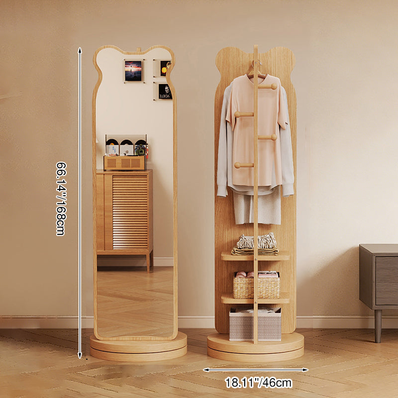 Armoire d’entrée rectangulaire en MDF et verre au style minimaliste moderne, en forme d’ours, avec 3 niveaux de rangement et miroir en pied pour chambre et salon 