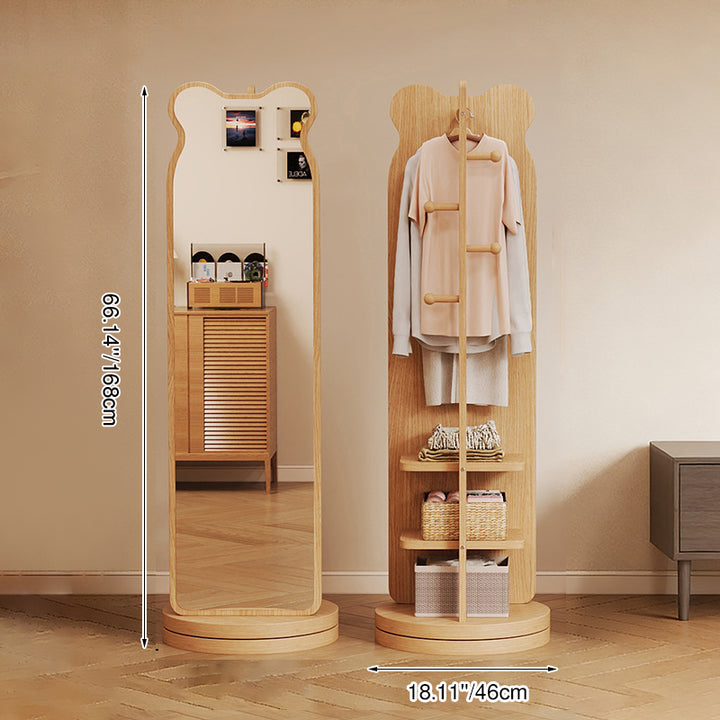 Armoire d’entrée rectangulaire en MDF et verre au style minimaliste moderne, en forme d’ours, avec 3 niveaux de rangement et miroir en pied pour chambre et salon 