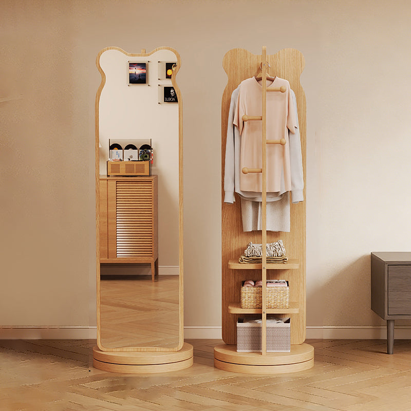 Armoire d’entrée rectangulaire en MDF et verre au style minimaliste moderne, en forme d’ours, avec 3 niveaux de rangement et miroir en pied pour chambre et salon 
