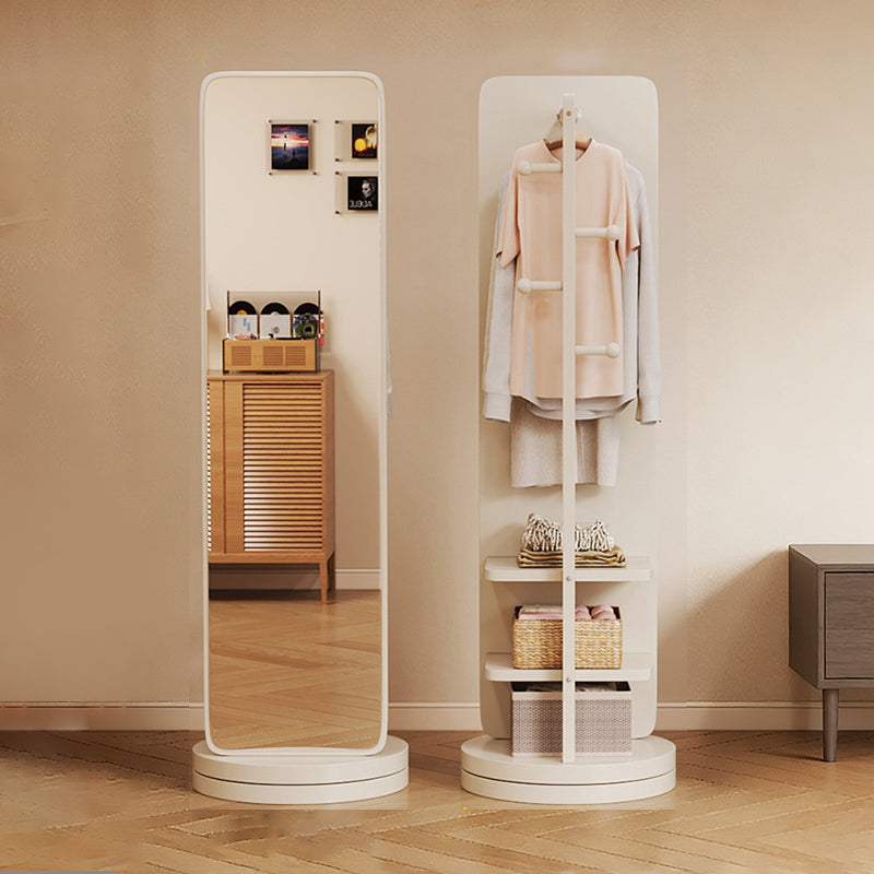 Armoire d’entrée rectangulaire en MDF et verre au style minimaliste moderne, en forme d’ours, avec 3 niveaux de rangement et miroir en pied pour chambre et salon 