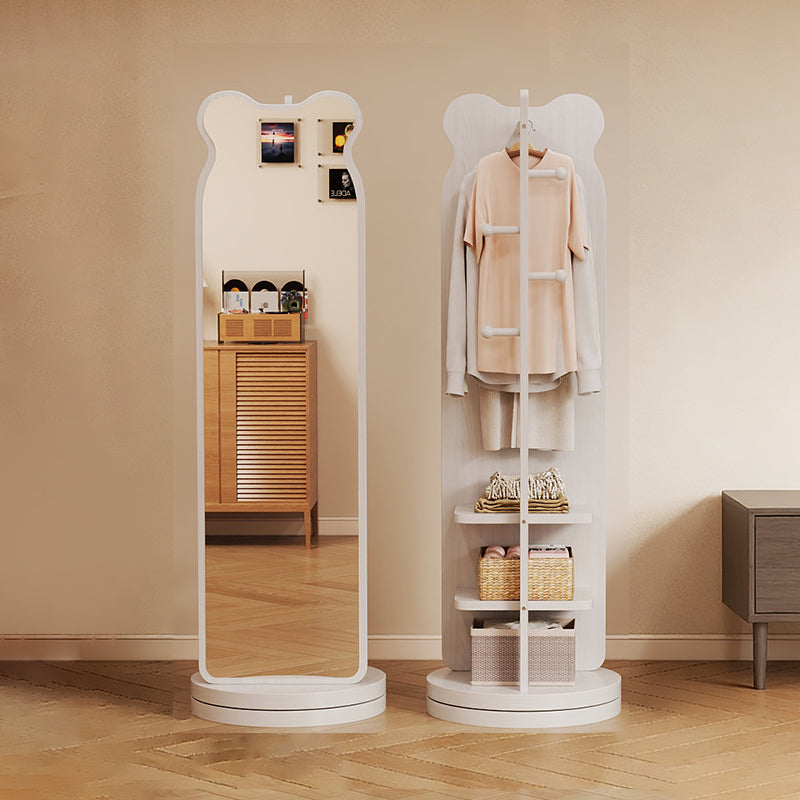 Armoire d’entrée rectangulaire en MDF et verre au style minimaliste moderne, en forme d’ours, avec 3 niveaux de rangement et miroir en pied pour chambre et salon 