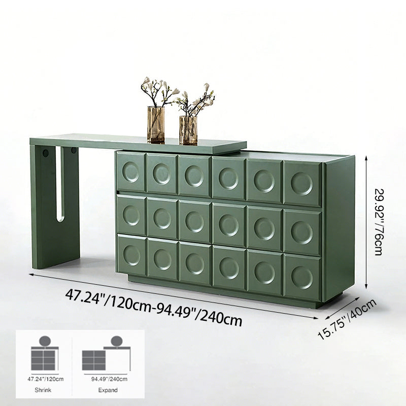 6-Drawer Green Makeup Vanity - Nordic Style Practical Storage Design With Premium MDF And Solid Wood Particle Board For Bedroom