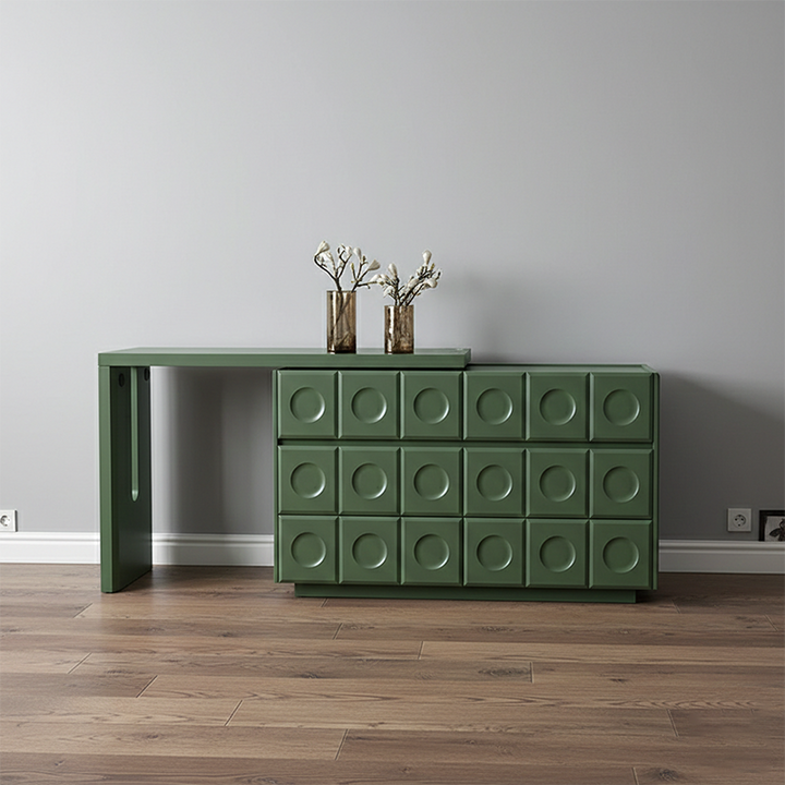 6-Drawer Green Makeup Vanity - Nordic Style Practical Storage Design With Premium MDF And Solid Wood Particle Board For Bedroom